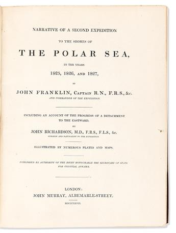 Franklin, Sir John (1786-1847) Narrative of a Journey to the Shores of the Polar Sea, in the Years 1819-20, 21, and 22. [and] Narrative